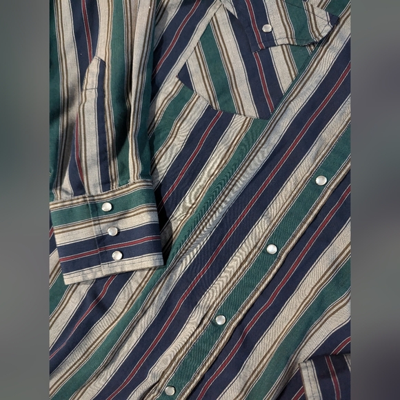 Ely Cattleman Blue Green Pearl Snap Shirt Mens Sz 3XL Cowboy Western Long Sleeve - Picture 4 of 12